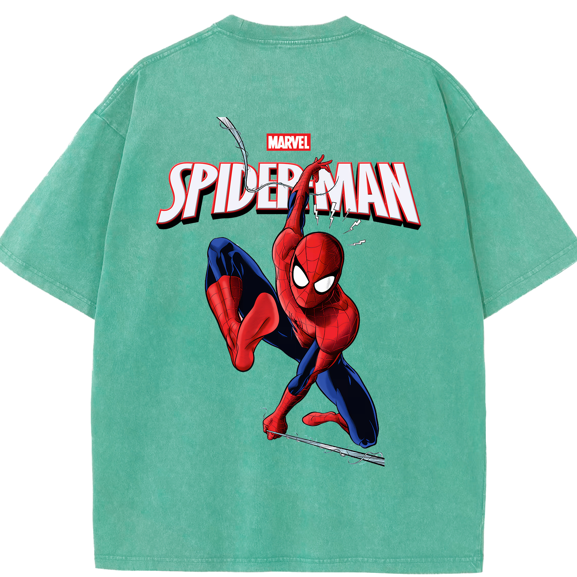 （画像用） Spider Man スパイダーマン 綿100% ヴィンテージ風 半袖Tシャツ（背面プリント）